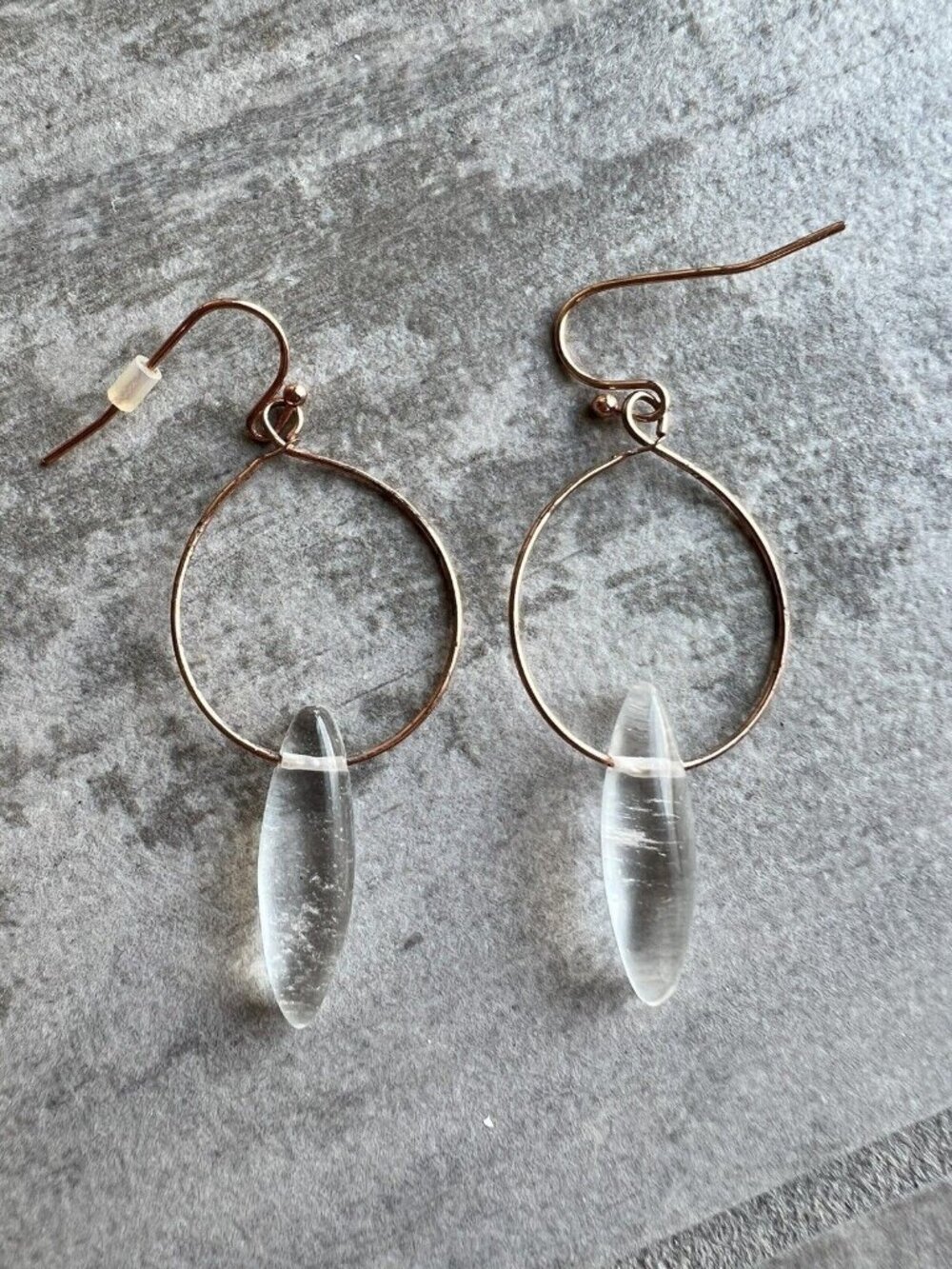 Los Angeles Boutique Gold Clear Resin Dangle Drop Boho Statement Fashion Earring